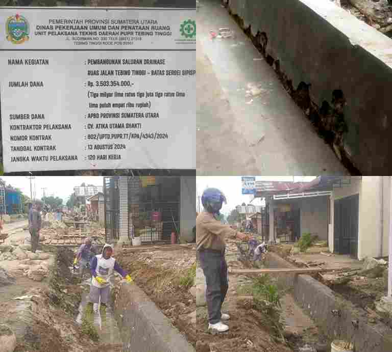 Kegiatan Pembangunan Saluran Drainase Ruas Jalan Tebing Tinggi Batas Sergai Sipispis Diduga Tidak Sesuai RAB