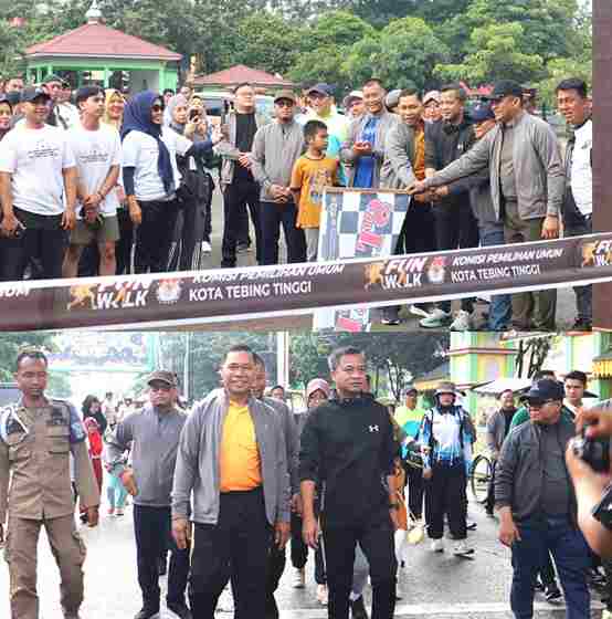 Sosialisasikan Pilkada Kota Tebing Tinggi Sukses, Pj Wali Kota Ikuti Fun Walk Bersama KPU dan Forkopimda