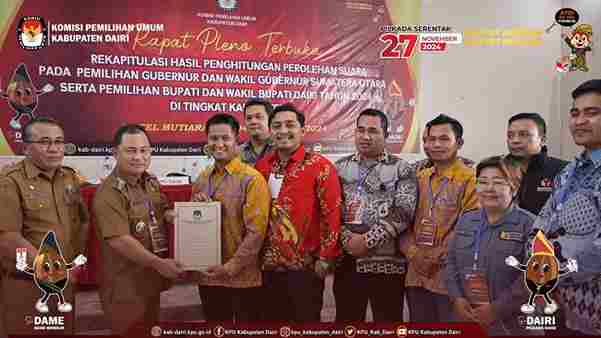 Pelaksanaan Rapat Pleno Terbuka Hasil Penghitungan Suara Pemilihan Gubernur dan wakil Gubernur Sumut serta Pemilihan Bupati dan Wakil Bupati Dairi