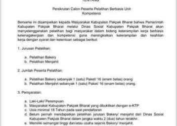 Pemkab Pakpak Bharat Buka Pelatihan Kerja