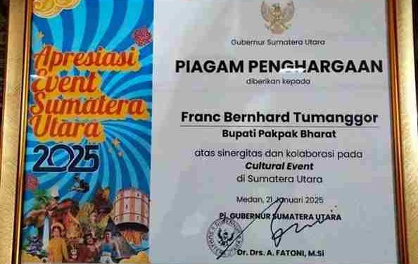 Pemkab Pakpak Bharat Terima Penghargaan ‘Cultural Event’ dari Pj Gubsu