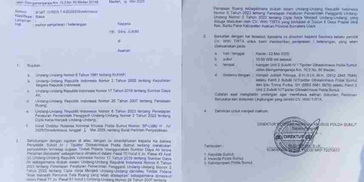 Pemanfaatan Sumber Daya Air dan Tata Ruang Diduga Tanpa Izin, Ditreskrimsus Polda Panggil Pengusaha Air Minum CV. Wiki Tirta