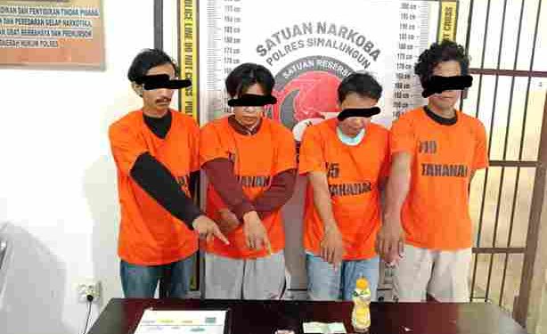 Kerja Keras Sat Narkoba Polres Simalungun Meringkus Empat Pelaku Memiliki Sabu 3,55 Gram