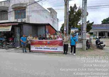 Peduli Terhadap Masyarakat Polsek Serbalawan Gelar Jumat Berkah dan Dialog Bersama Warga