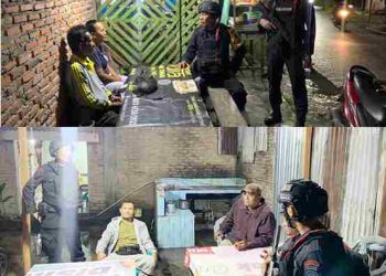 Brimob Kompi 4 Batalyion B Polda Sumut Berpatroli dan Sampaikan Arahan Kamtibmas Kepada Warga Tebing Tinggi