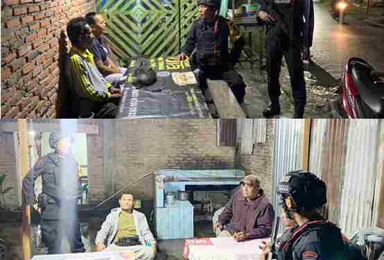 Brimob Kompi 4 Batalyion B Polda Sumut Berpatroli dan Sampaikan Arahan Kamtibmas Kepada Warga Tebing Tinggi