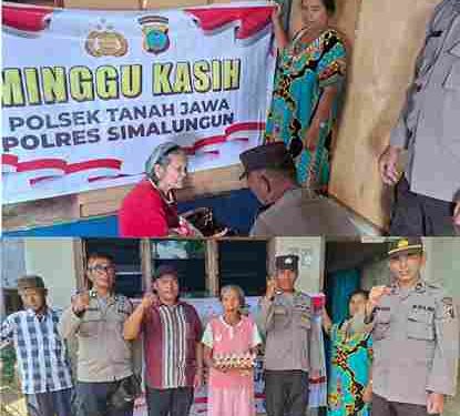 Peduli Terhadap Masyarakat, Polsek Tanah Jawa Salurkan Bantuan Sembako Melalui Program Minggu Kasih