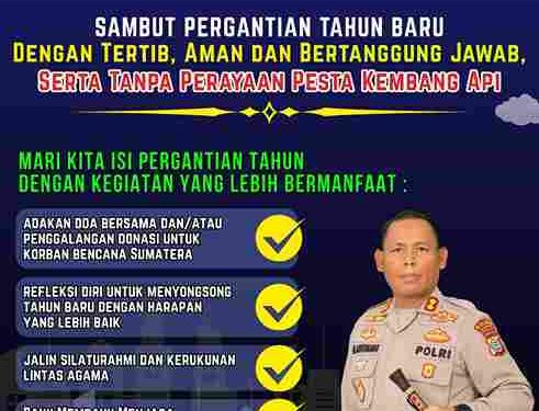 Kapolres Simalungun Imbau Warga Sambut Tahun Baru 2026 dengan Tertib, Tanpa Kembang Api dan Perbanyak Kegiatan Positif