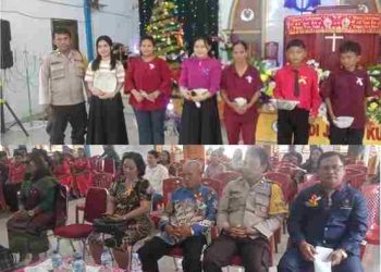 Bhabinkamtibmas Polsek Perdagangan Hadiri Perayaan Natal SMP Yayasan Kerasaan, Berikan Pesan Kamtibmas di Tengah Kegembiraan Siswa